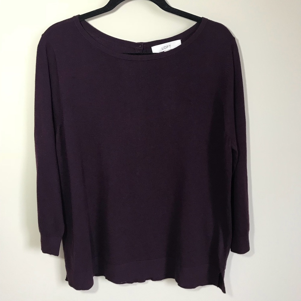 NWT Ann Taylor LOFT Purple ButtonDown Sweater SzXL